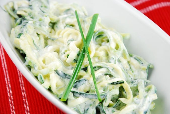 Zucchini Noodles with Creamy Lemon Chive Sauce