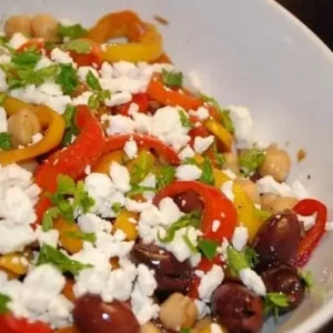 mediterranean peppers and olives salad