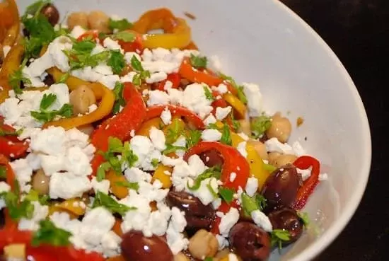 mediterranean peppers and olives salad