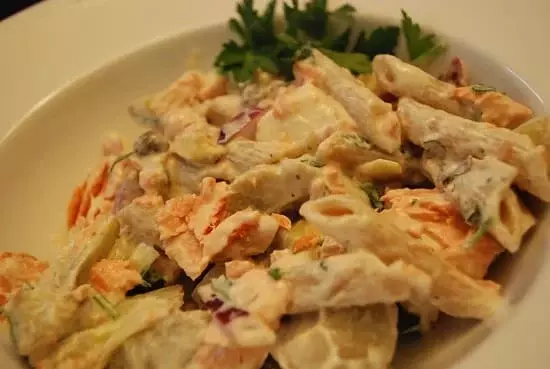 poached salmon pasta salad