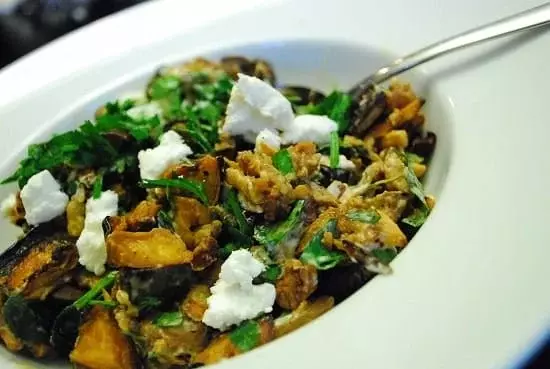 roasted eggplant and goat cheese salad