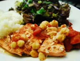 sauteed salmon with tomatoes chickpeas