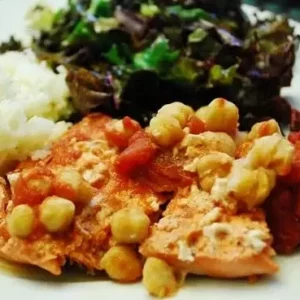 sauteed salmon with tomatoes chickpeas