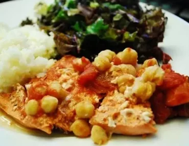 sauteed salmon with tomatoes chickpeas