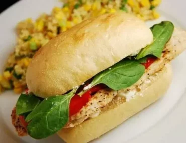 chicken roasted red pepper and goat cheese sandwich