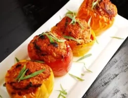 ground turkey and tarragon stuffed peppers