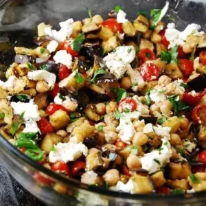 roasted eggplant salad with goat cheese