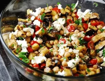 roasted eggplant salad with goat cheese