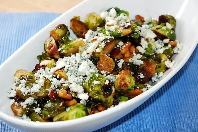 brussel sprouts with cranberries walnuts and blue cheese