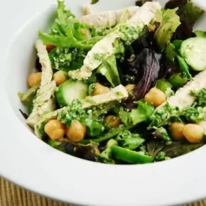 chicken and garbanzo bean pesto salad