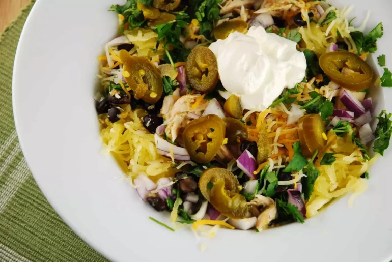 mexian chicken spaghetti squash bowl