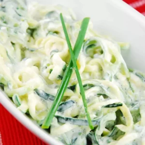 zucchini noodles with creamy lemon chive sauce