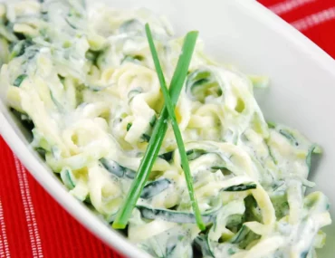 zucchini noodles with creamy lemon chive sauce