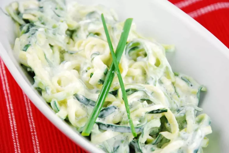 zucchini noodles with creamy lemon chive sauce