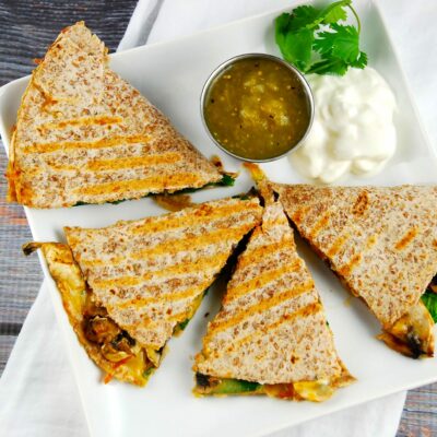 spinach and mushroom quesadilla