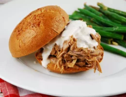 pulled pork with white BBQ sauce