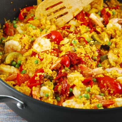 shrimp and quinoa paella