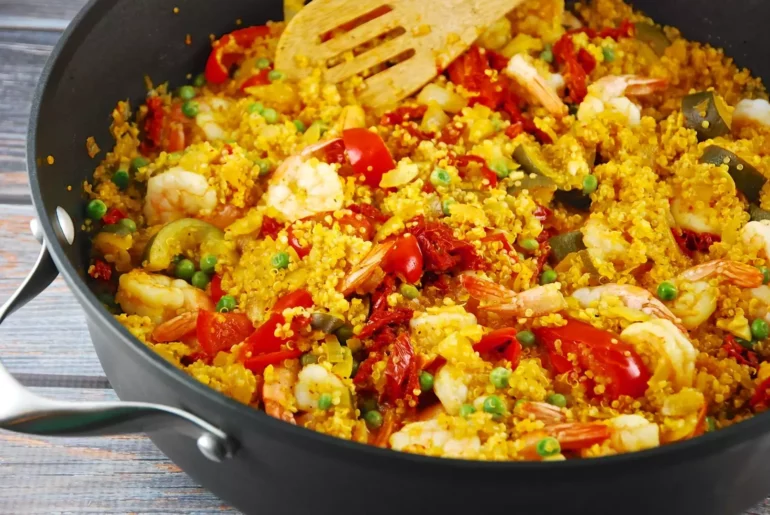 shrimp and quinoa paella