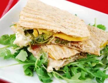 peach chicken gorgonzola quesadilla