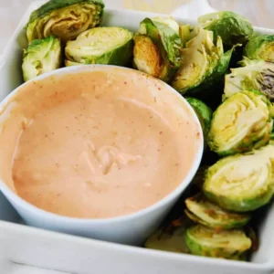 roasted brussels sprouts with sriracha aioli