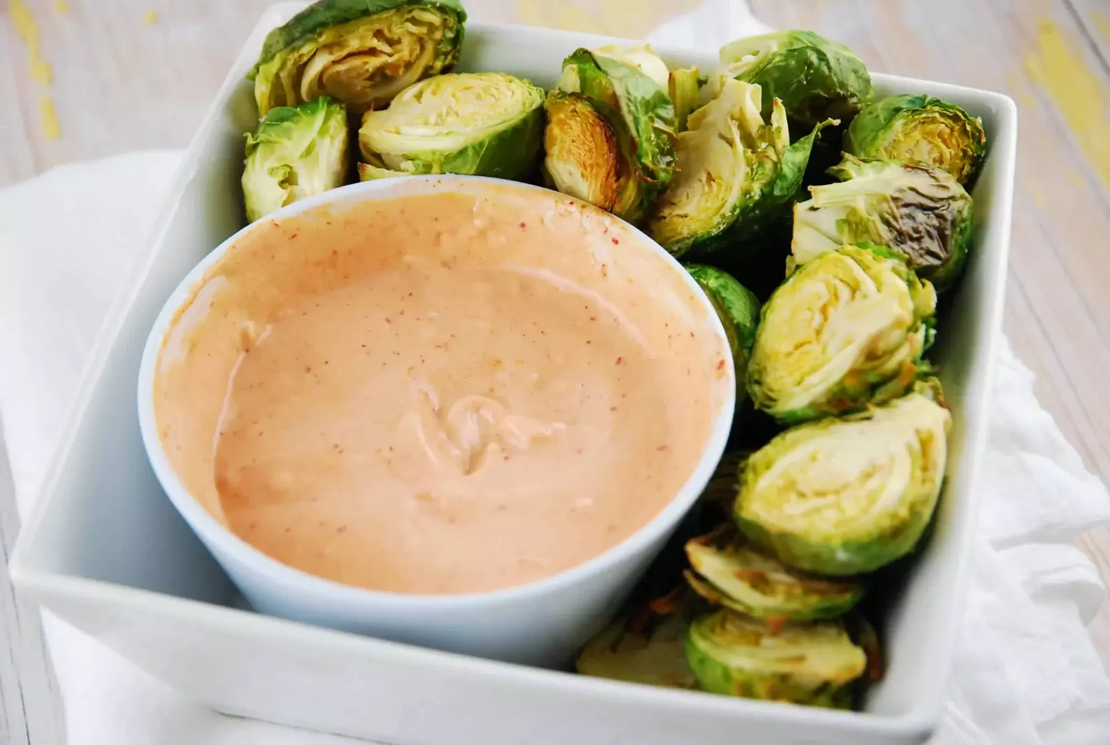 Roasted Brussels Sprouts with Sriracha Aioli