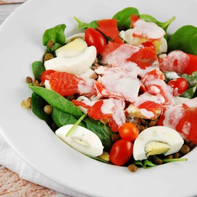 smoked salmon and lentil salad