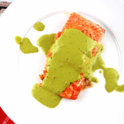 roasted salmon with basil mint sauce