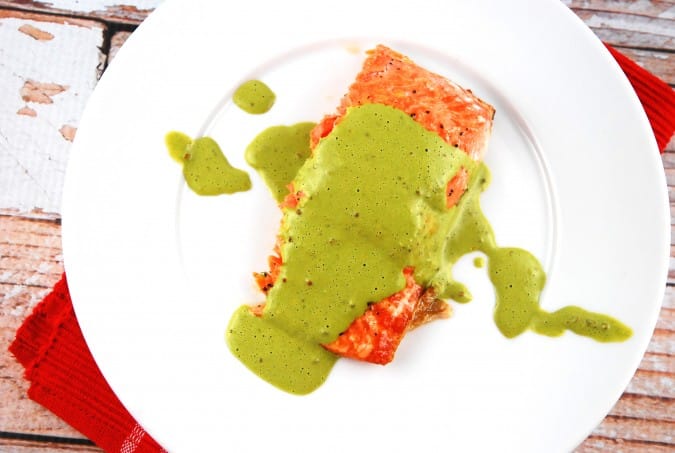 Roasted Salmon with Basil Mint Sauce 