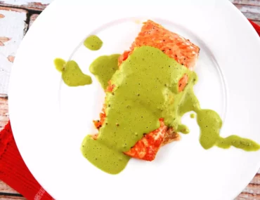 roasted salmon with basil mint sauce