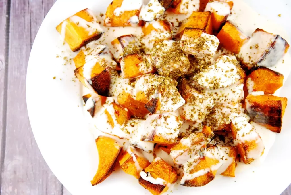 roasted butternut squash with tahini and zaatar