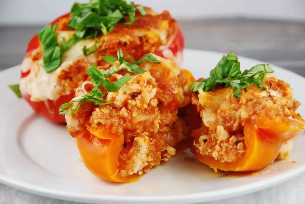 quinoa and chicken stuffed peppers