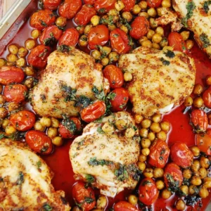 roasted chicken breasts with tomatoes and garbanzo beans