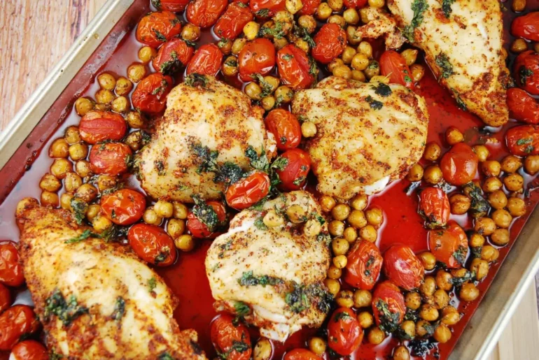 roasted chicken breasts with tomatoes and garbanzo beans