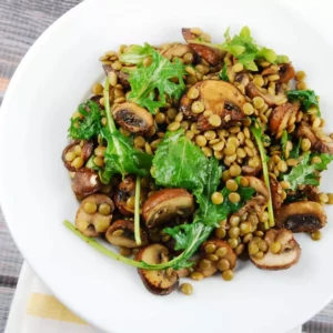 warm mushroom lentil salad