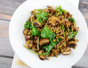 warm mushroom lentil salad