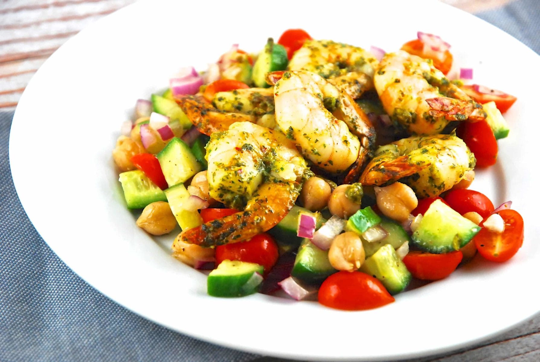 Moroccan Spiced Shrimp Over Garbanzo Bean Salad 4 Smart Points LaaLoosh