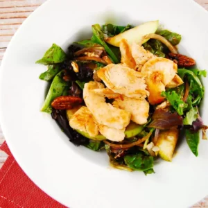 grilled chicken pear and candied pecan salad