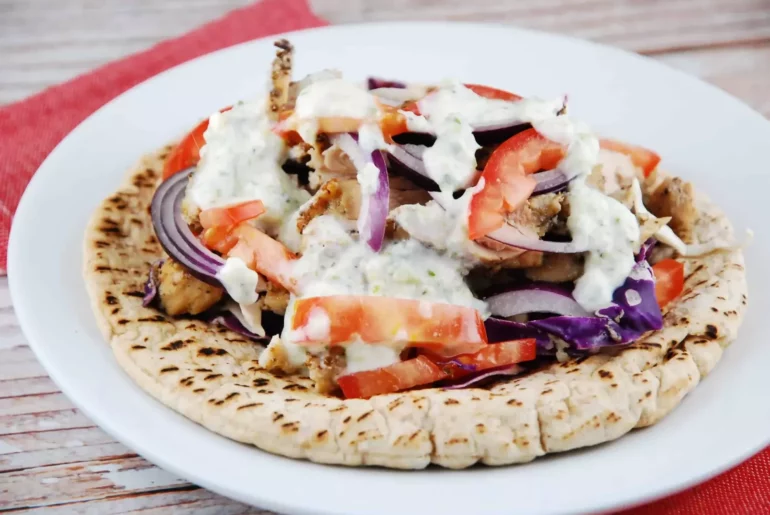 open faced chicken gyro