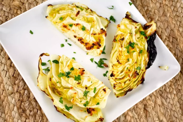 garlic roasted cabbage wedges