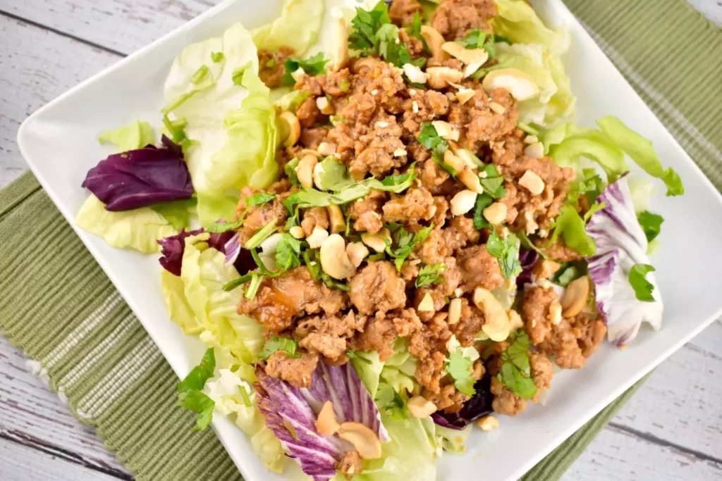 asian chicken lettuce wrap bowl