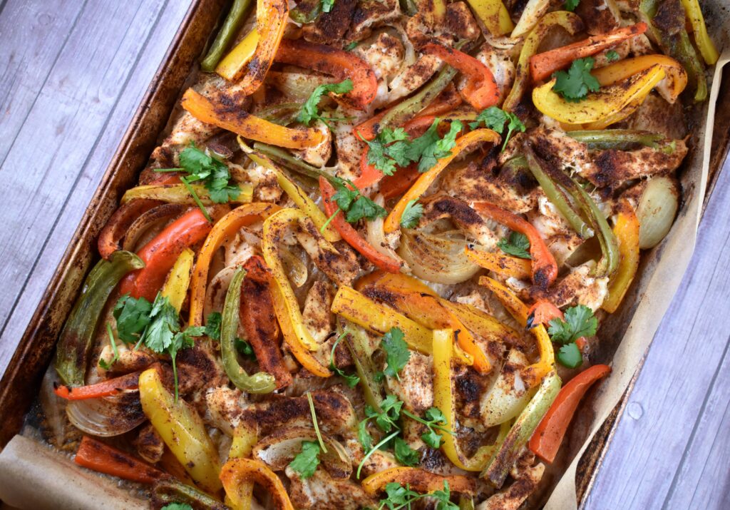 sheet pan chicken fajitas