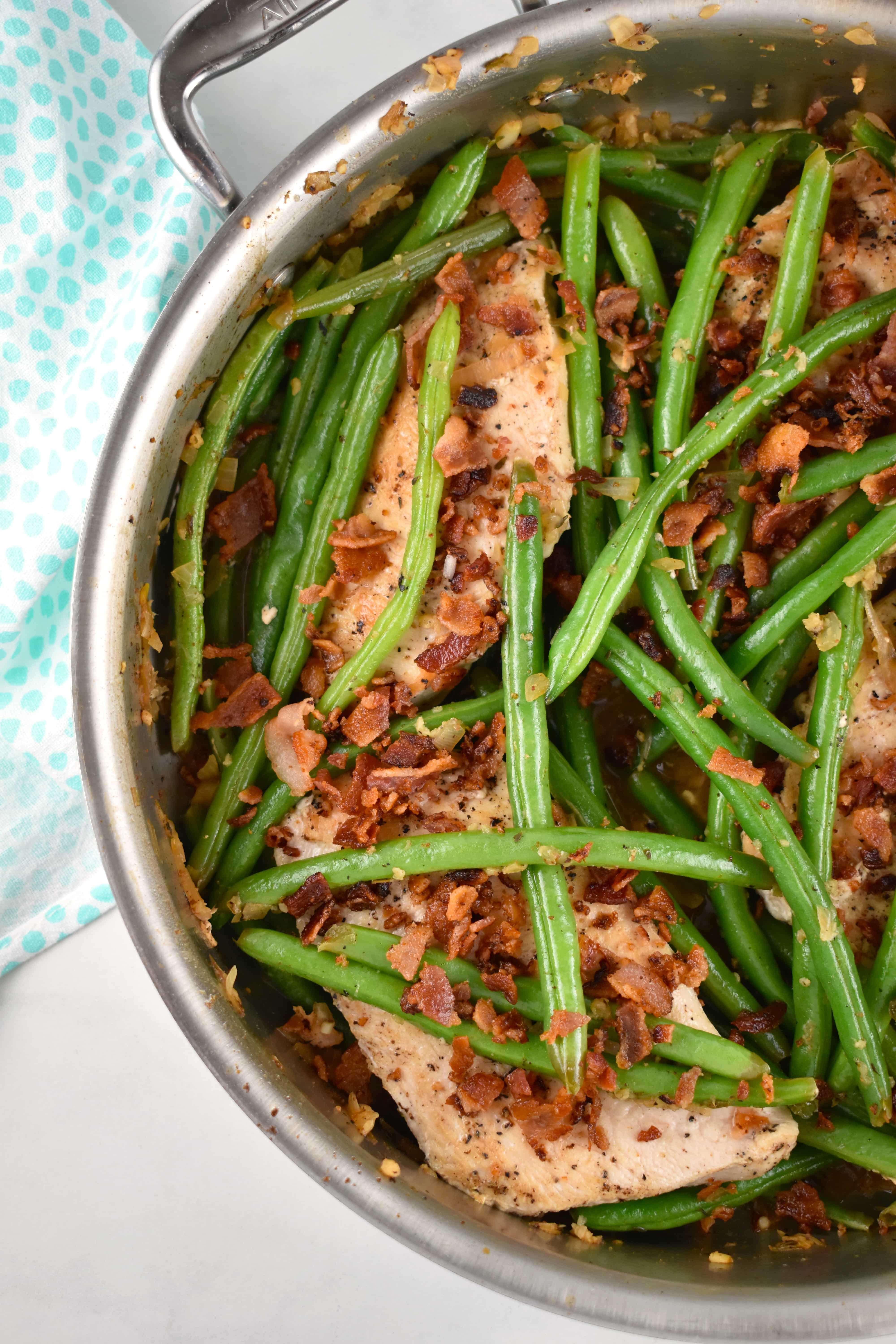 One Pan Chicken, Green Beans, and Bacon Recipe 2 Points LaaLoosh