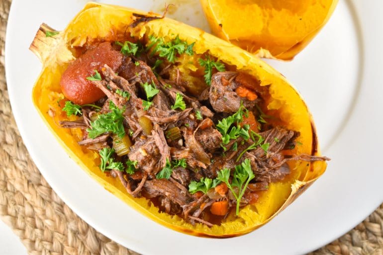 Beef Ragu Served in a Spaghetti Squash 