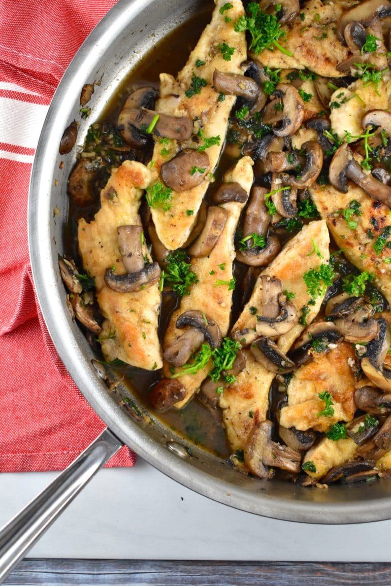 Chicken and Mushrooms in Garlic Wine Sauce 