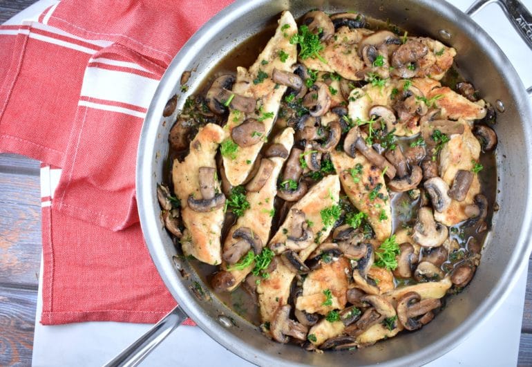 Chicken and Mushrooms in Garlic Wine Sauce 