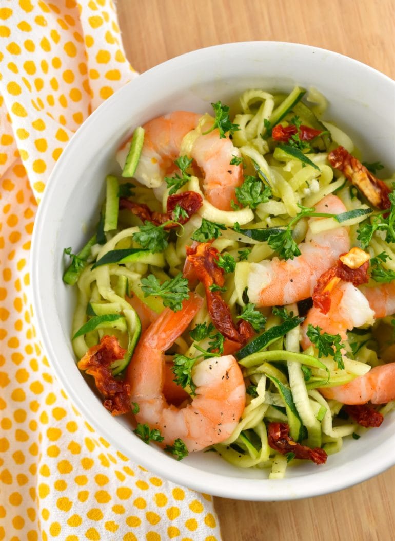 Garlic Butter Shrimp and Zoodles without the Parmesan 