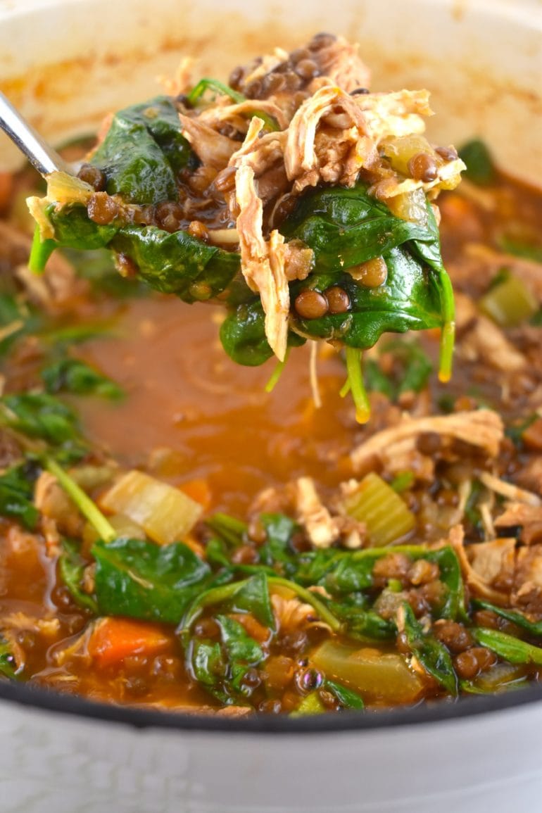 Lentil, Chicken, and Spinach Soup 