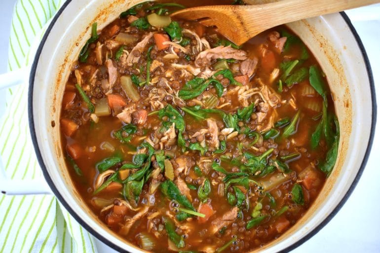 Lentil, Chicken, and Spinach Soup 