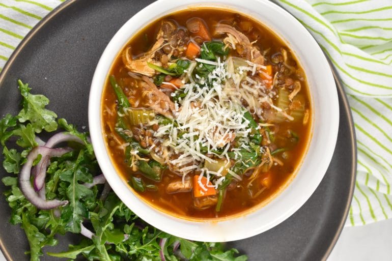 Lentil, Chicken, and Spinach Soup 